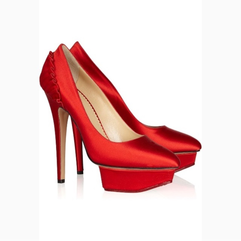 Charlotte Olympia silk red pump 39 NEW